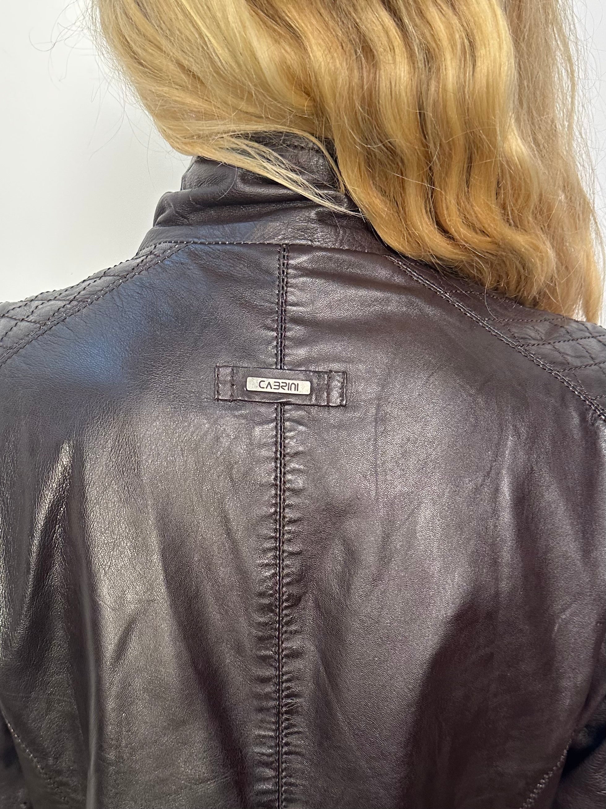 Dark Brown Leather Jacket - Size L