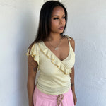 Asymmetric Yellow & Silver Stripe Top