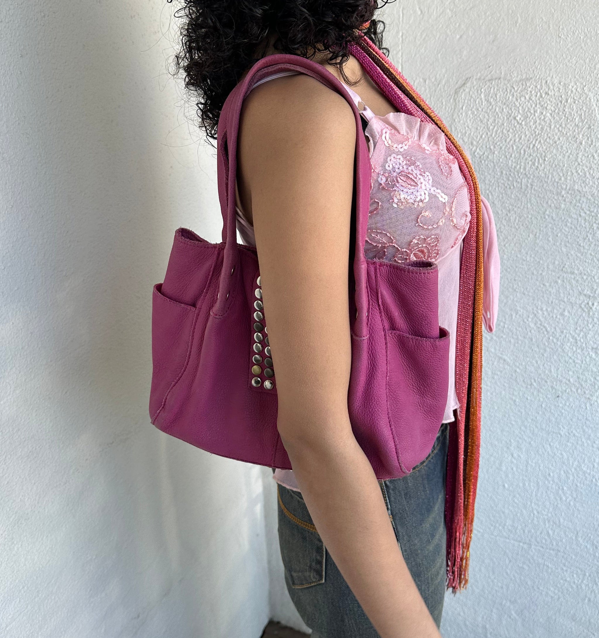 Hot Pink Studded Handbag