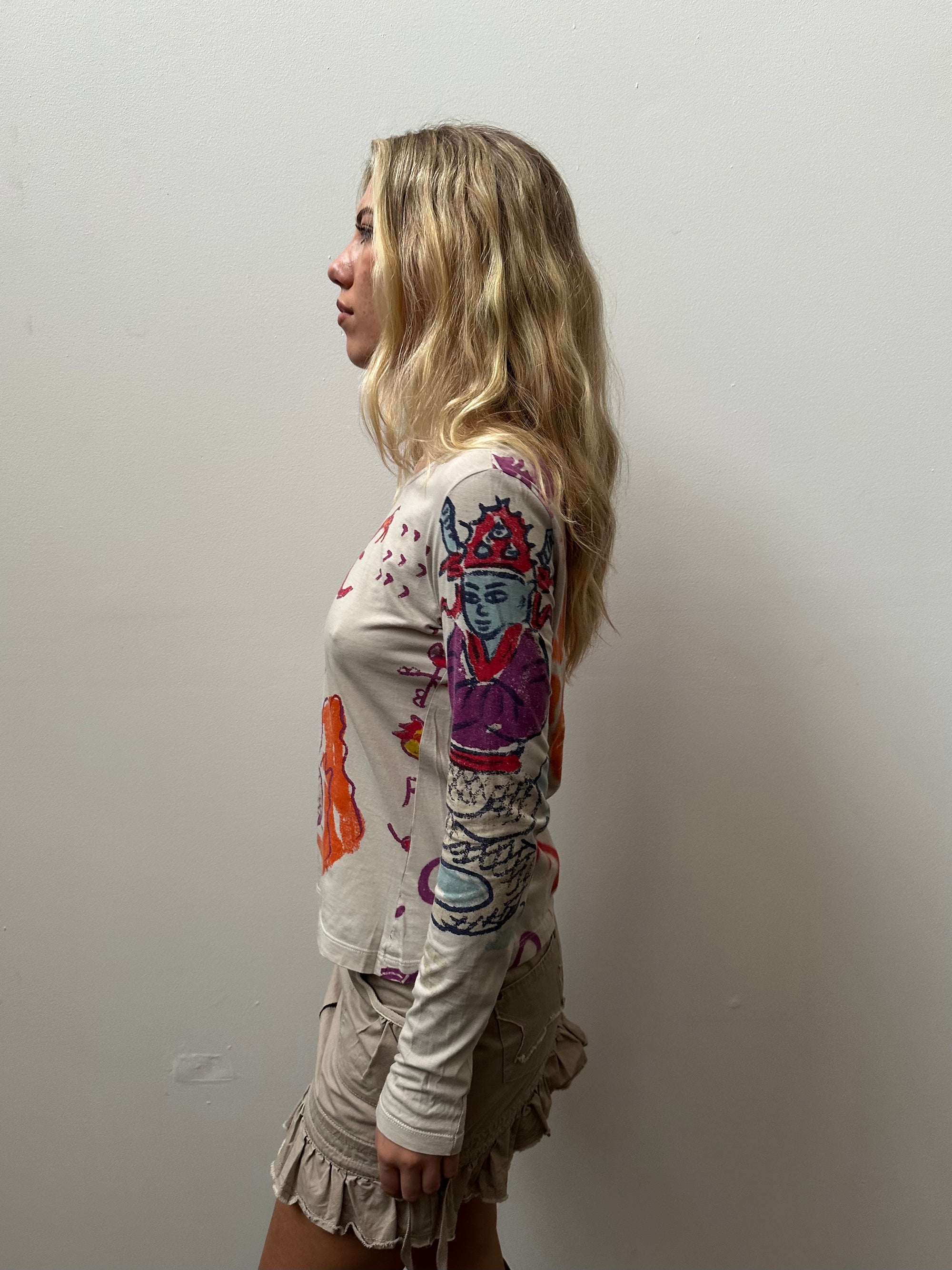Colourful Graphic Print Long Sleeve - Size S/M