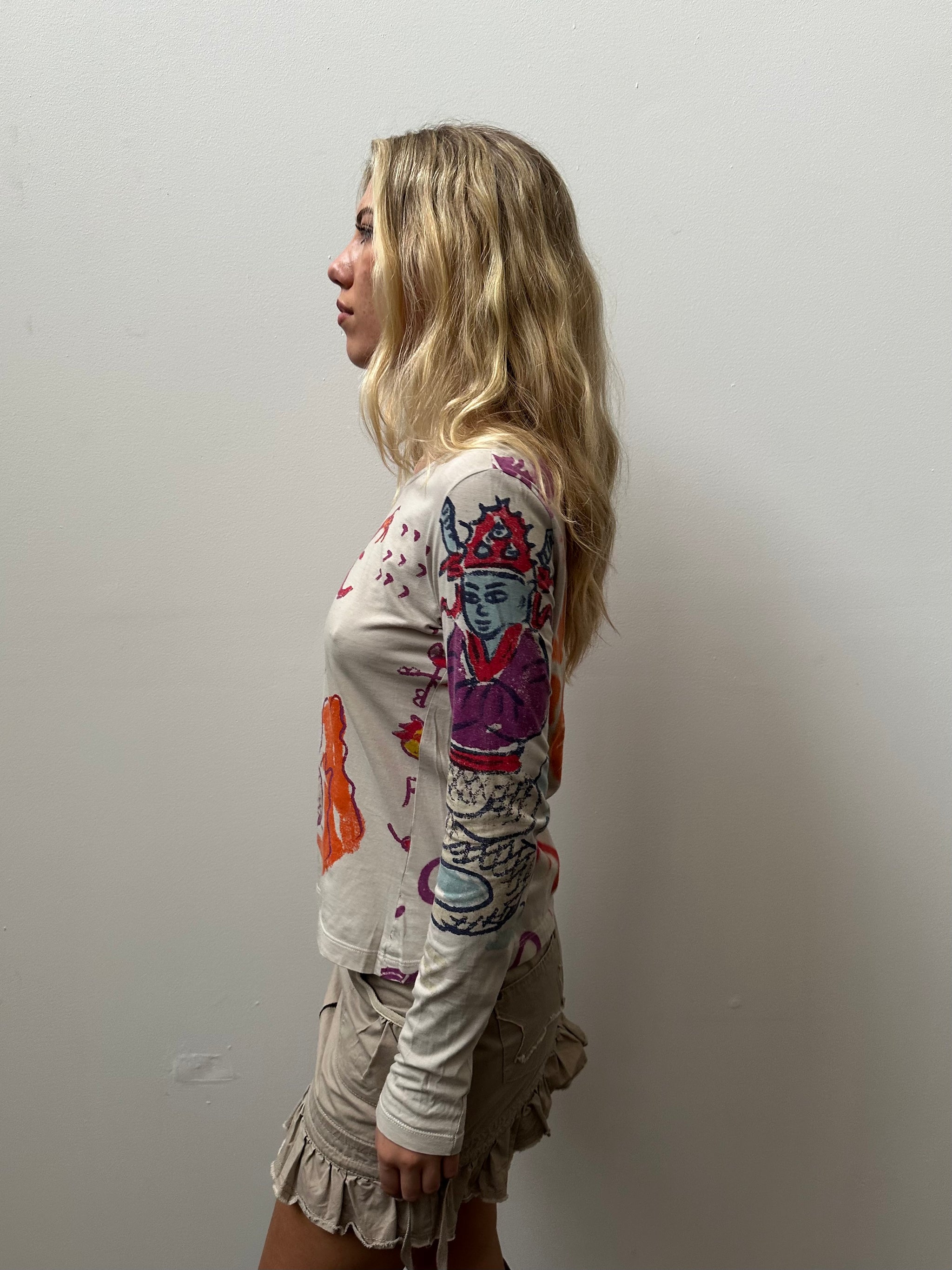 Colourful Graphic Print Long Sleeve - Size S/M