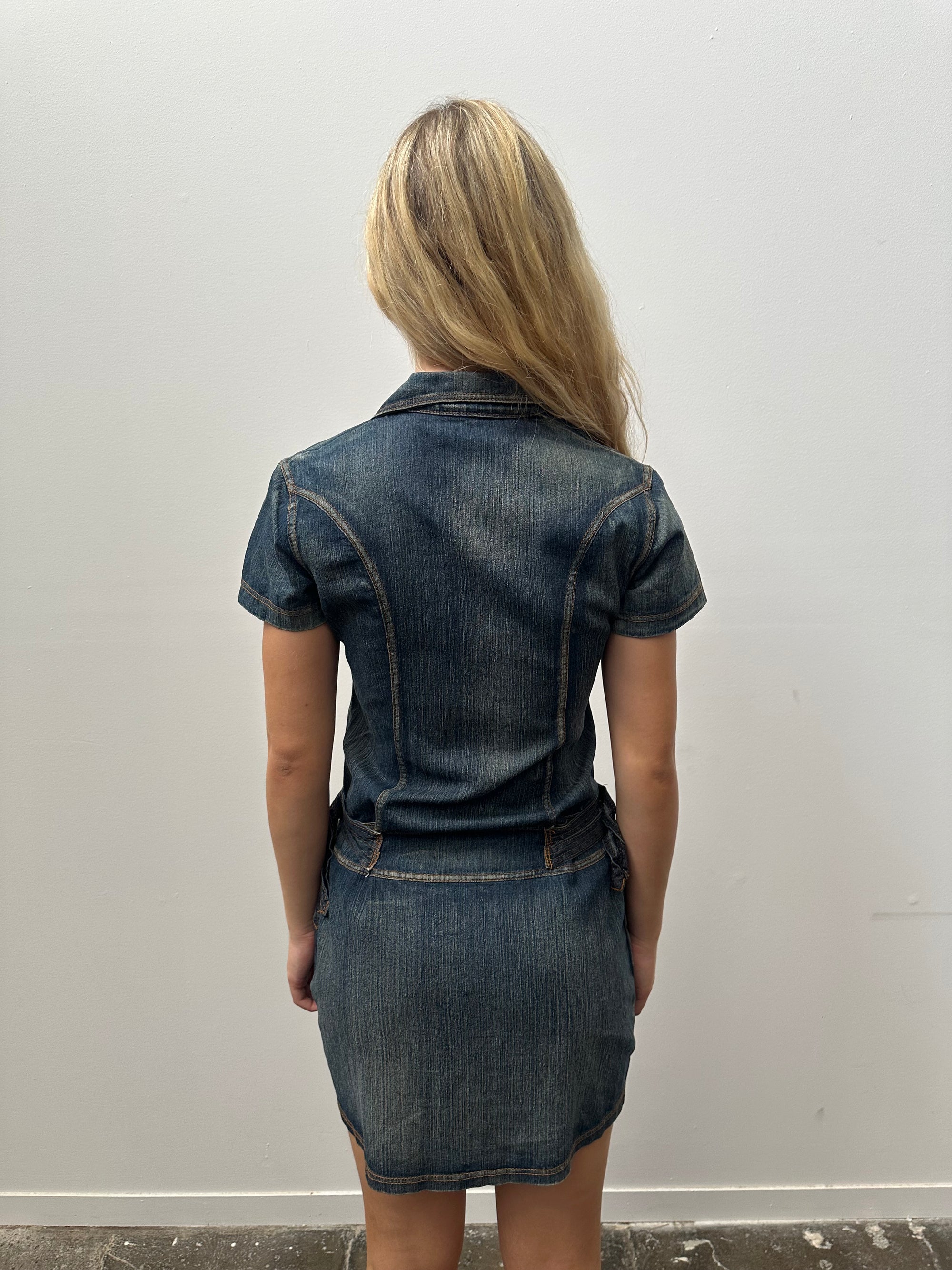Warm Denim Collared Dress - Size L