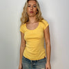 EDC Yellow Wideneck T-Shirt - Size S