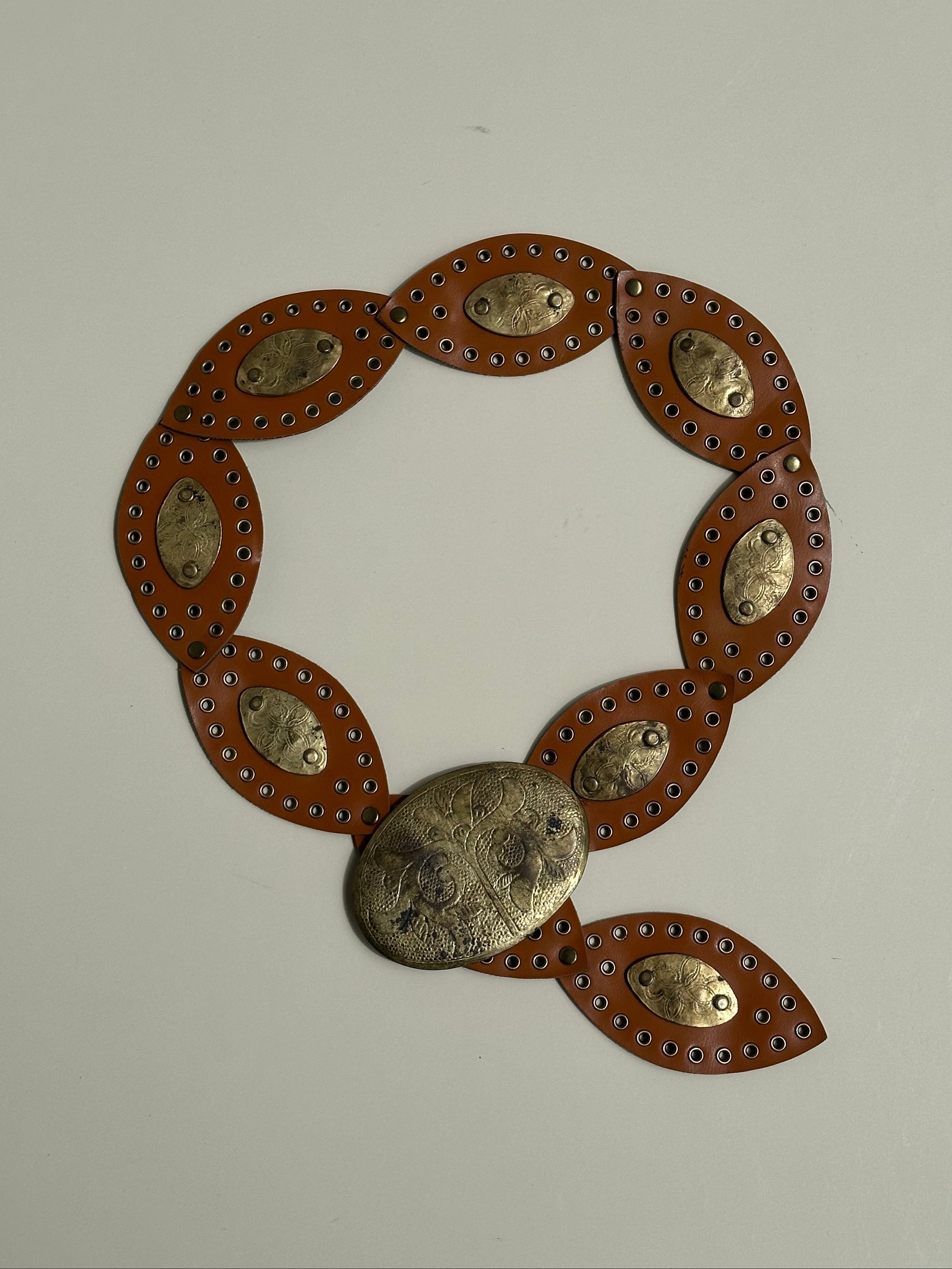 Brown & Gold Oval Disc Belt