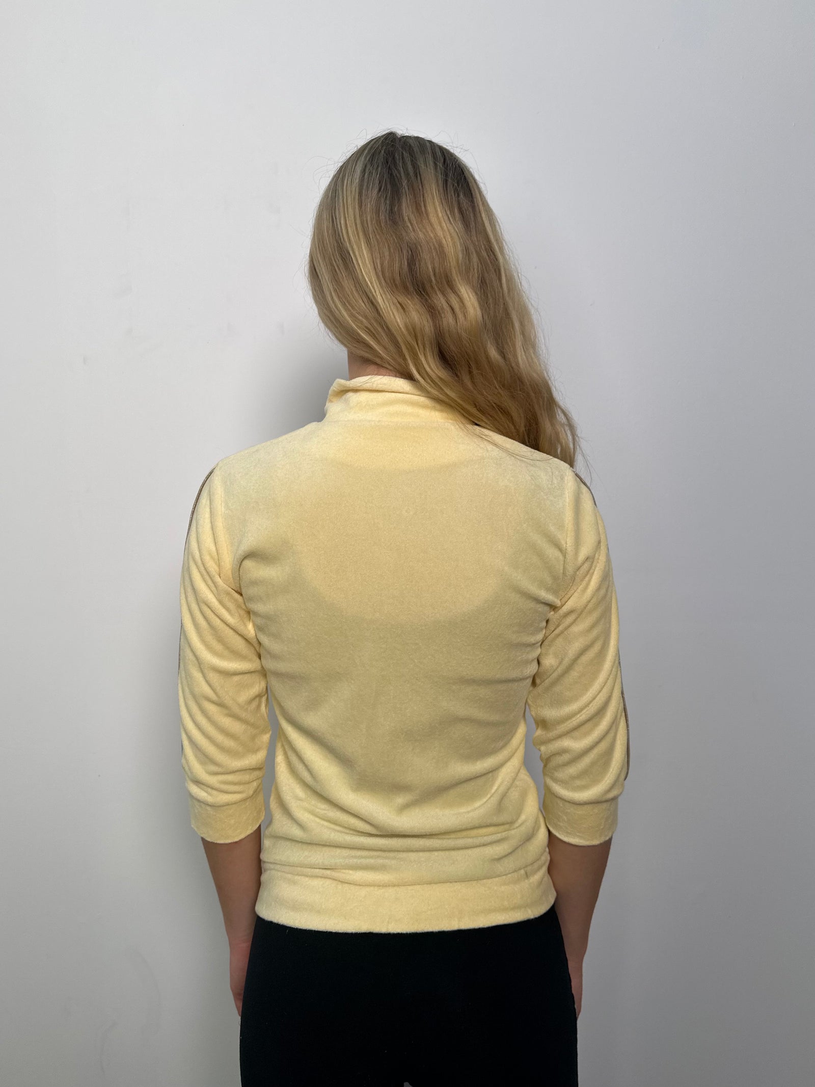 Adidas Pastel Yellow Velour Zip Up - Size S
