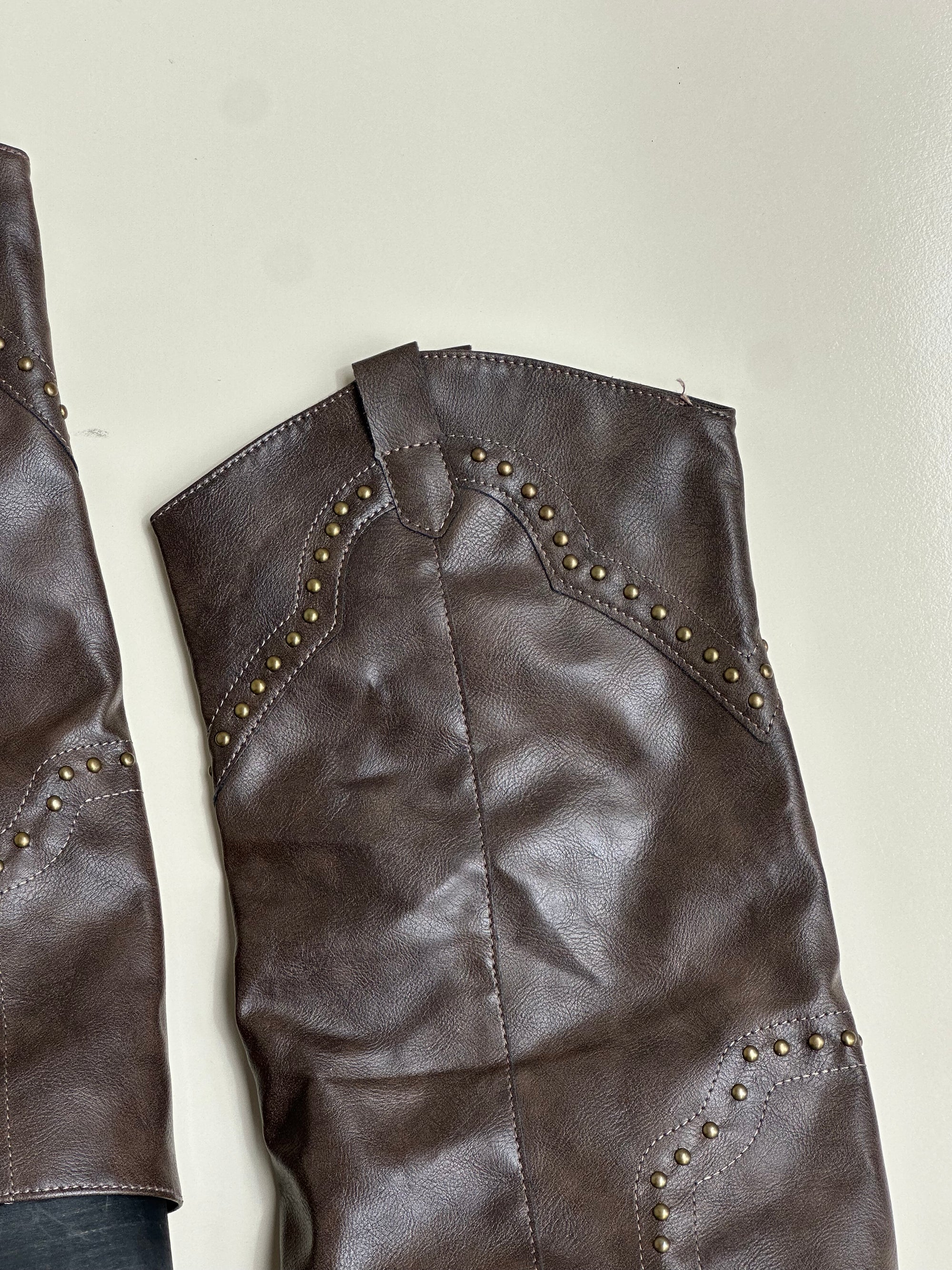 Brown Faux Leather Western Boots