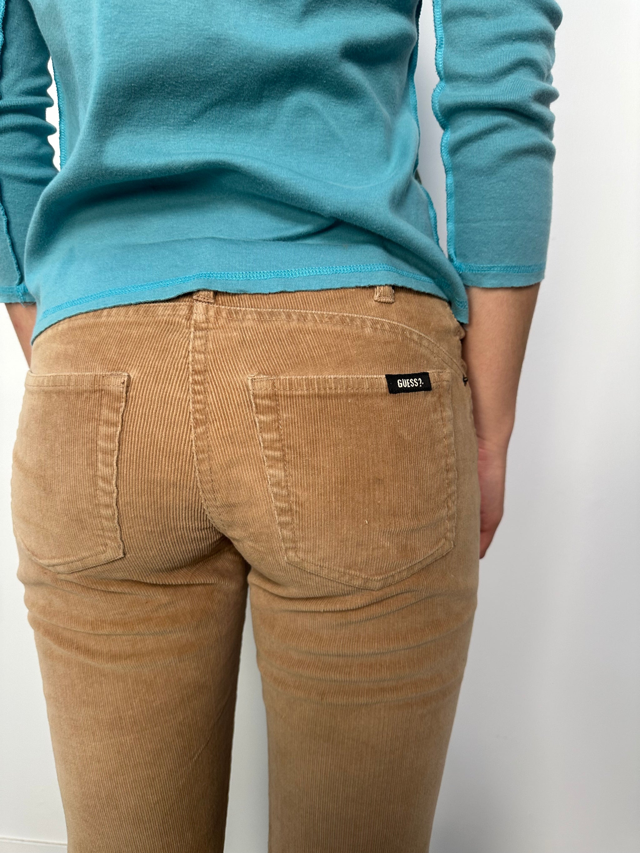 Guess Low-Rise Bootcut Tan Corduroy Pants - Size S