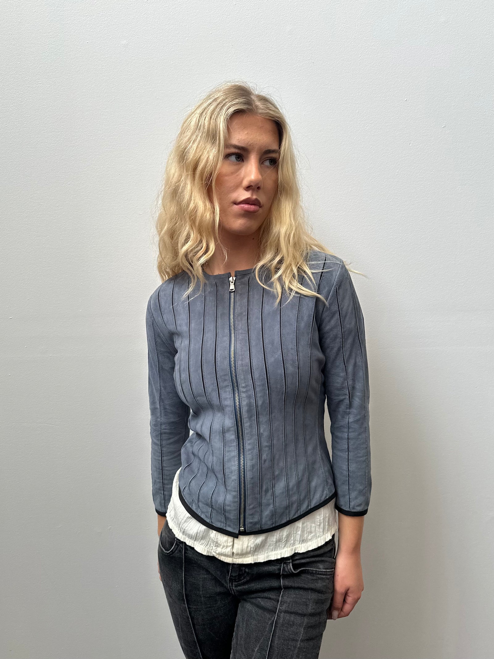 Blue Suede Panel Jacket - Size S