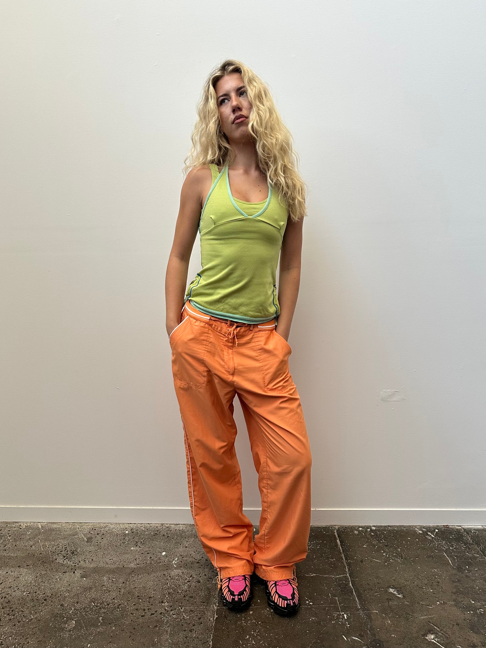 Orange Toggle Hem Track Pants - Size M