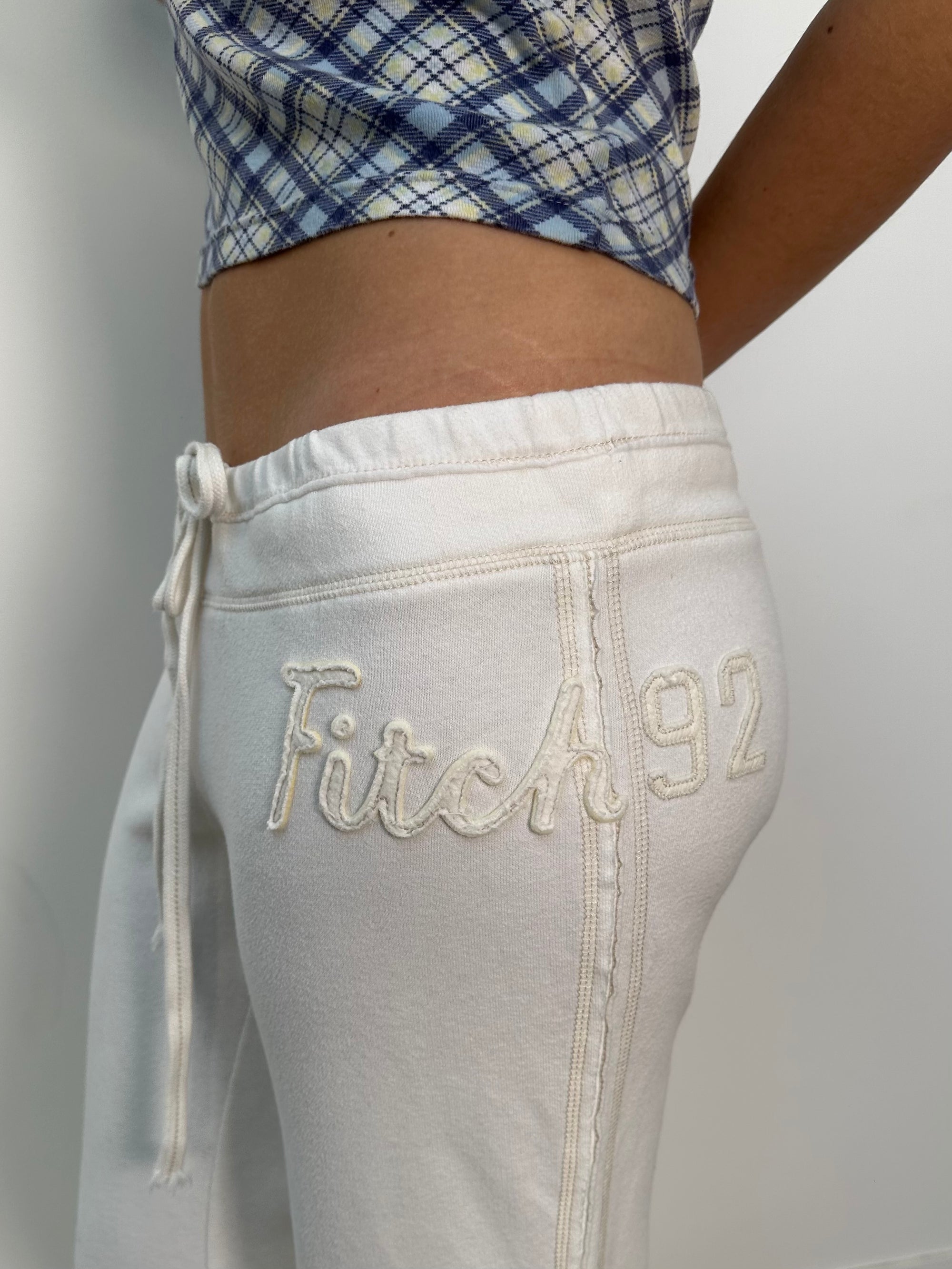 Abercrombie & Fitch White Flared Track Pants - Size M