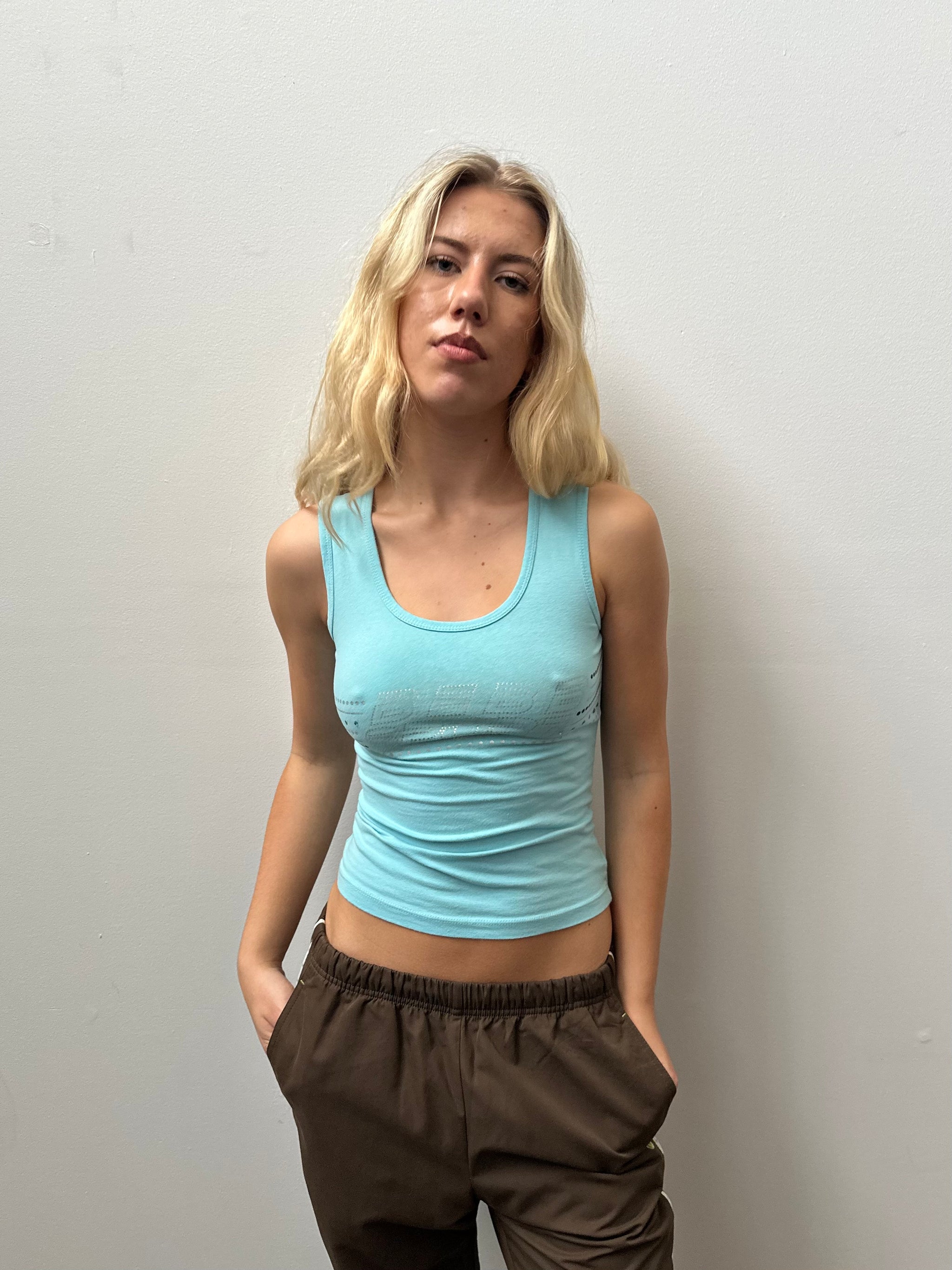 Bebe Aqua Graphic Tank Top - Size S