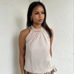 Light Beige Bubble High Neck Top