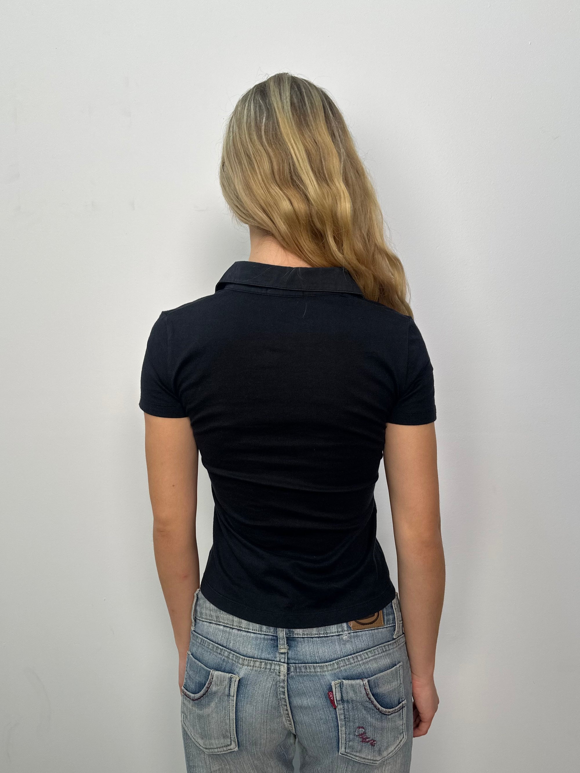 Black Utility Polo Top - Size M