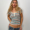 Multi Coloured Stripe Fitted T-Shirt - Size S