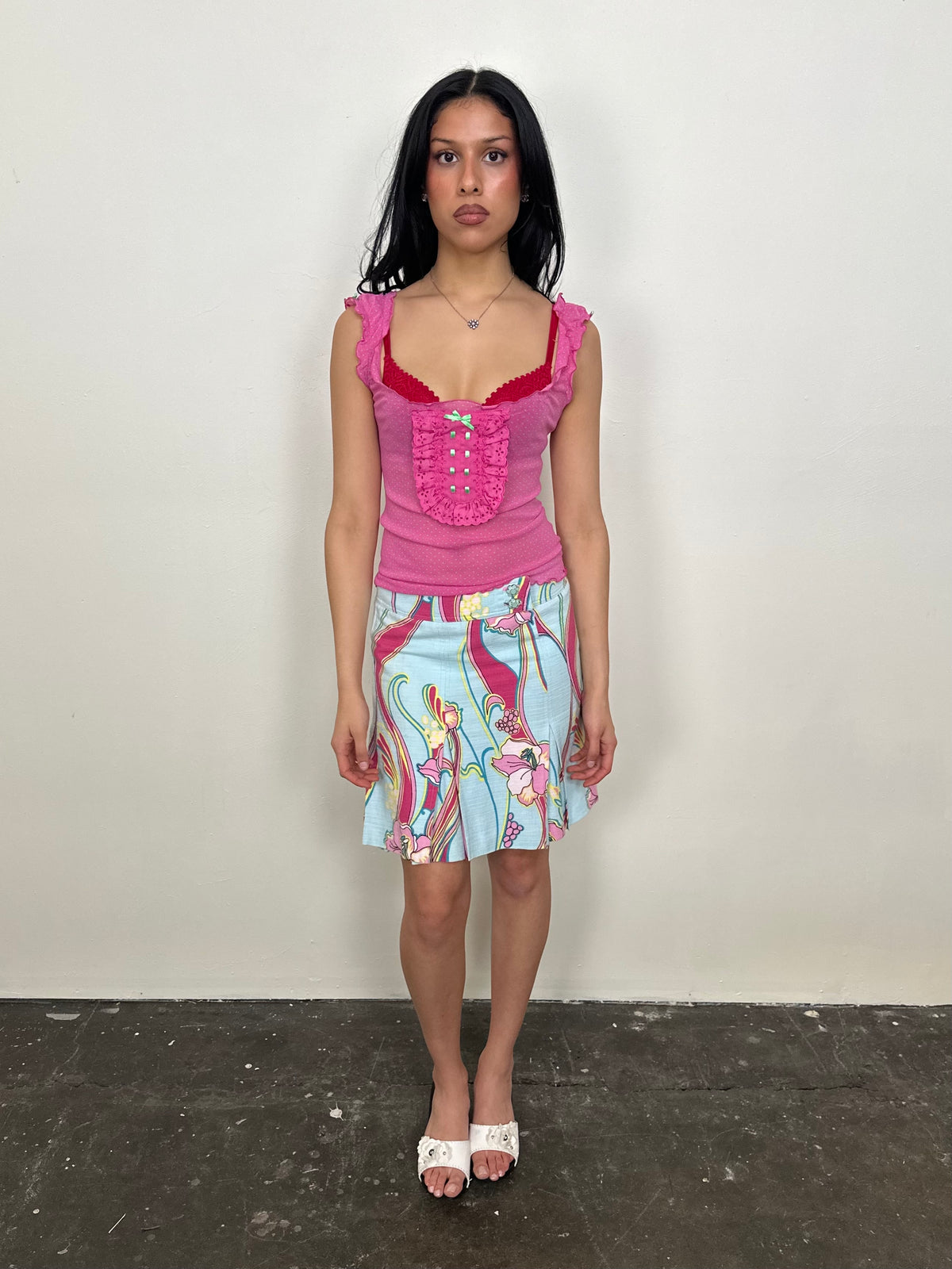 Intimimissi Hot Pink & Green Polkadot Cami Top - Size S
