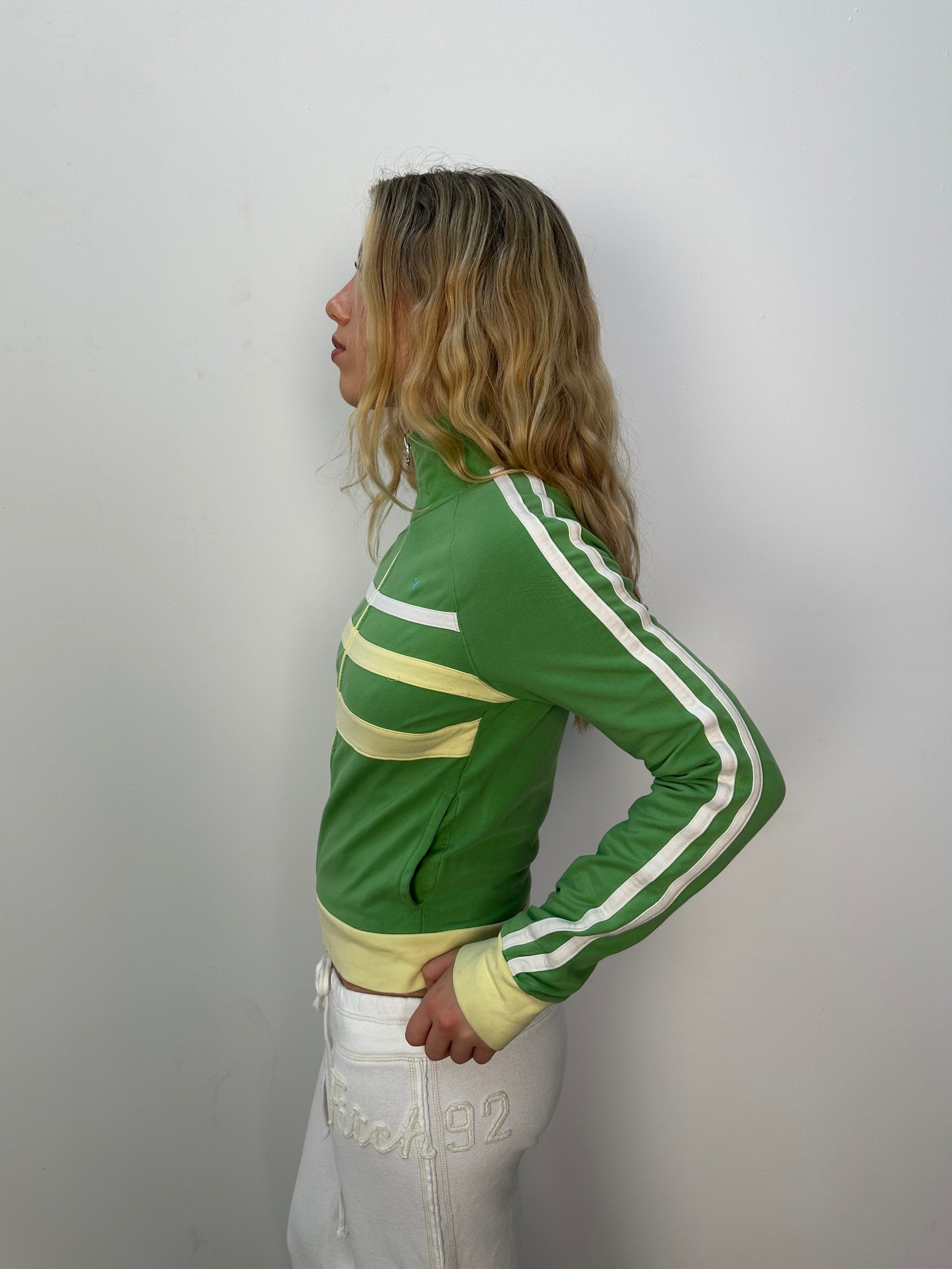 American Eagle Green & Yellow Zip Up - Size M
