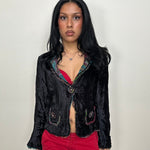 Reversible Black Velour & Paisley Print Blazer - Size S