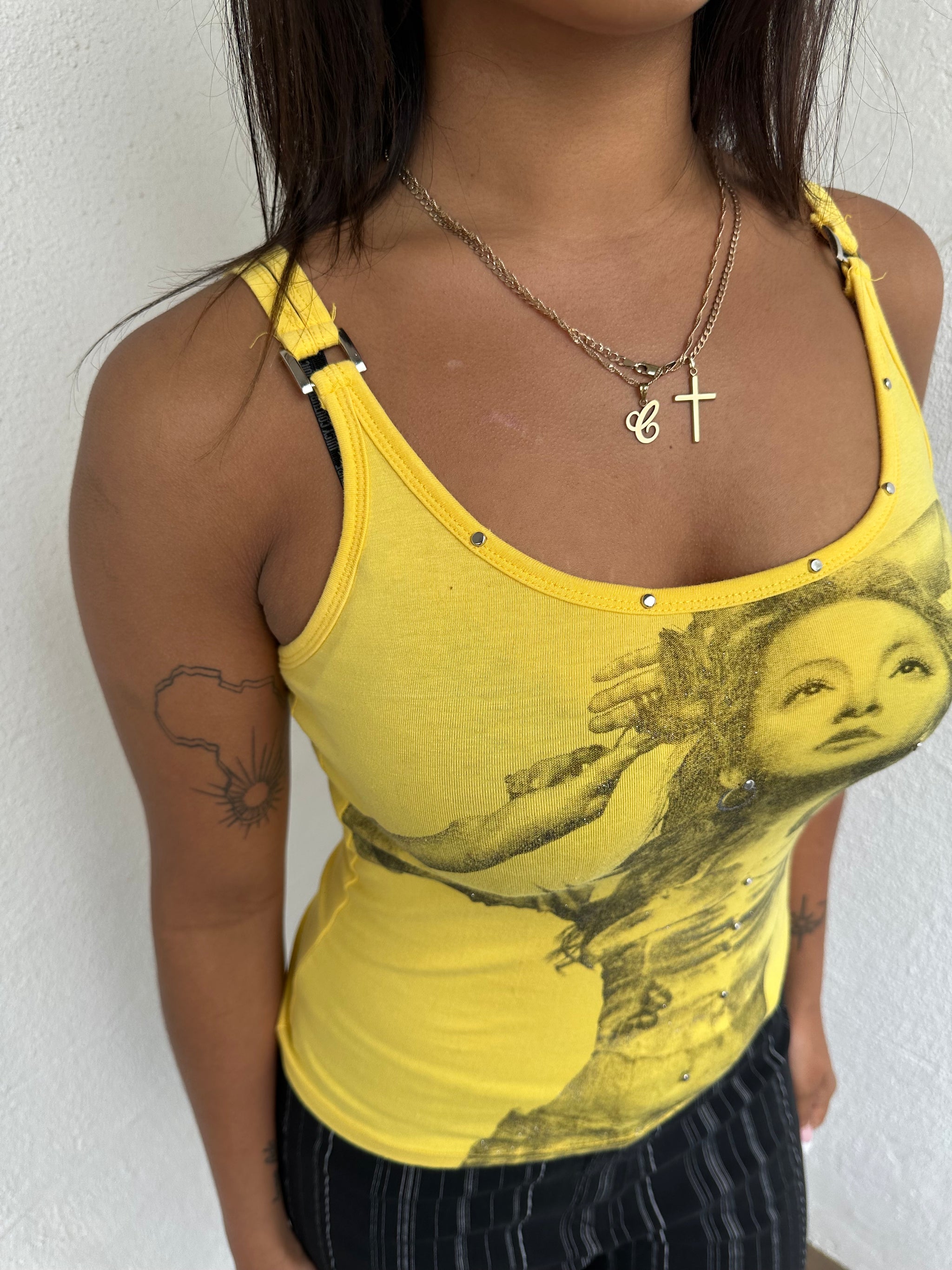Yellow Graphic Print Cami Top - Size S