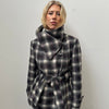 Purple & Black Tartan Funnel Neck Jacket - Size L