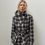 Purple & Black Tartan Funnel Neck Jacket - Size L