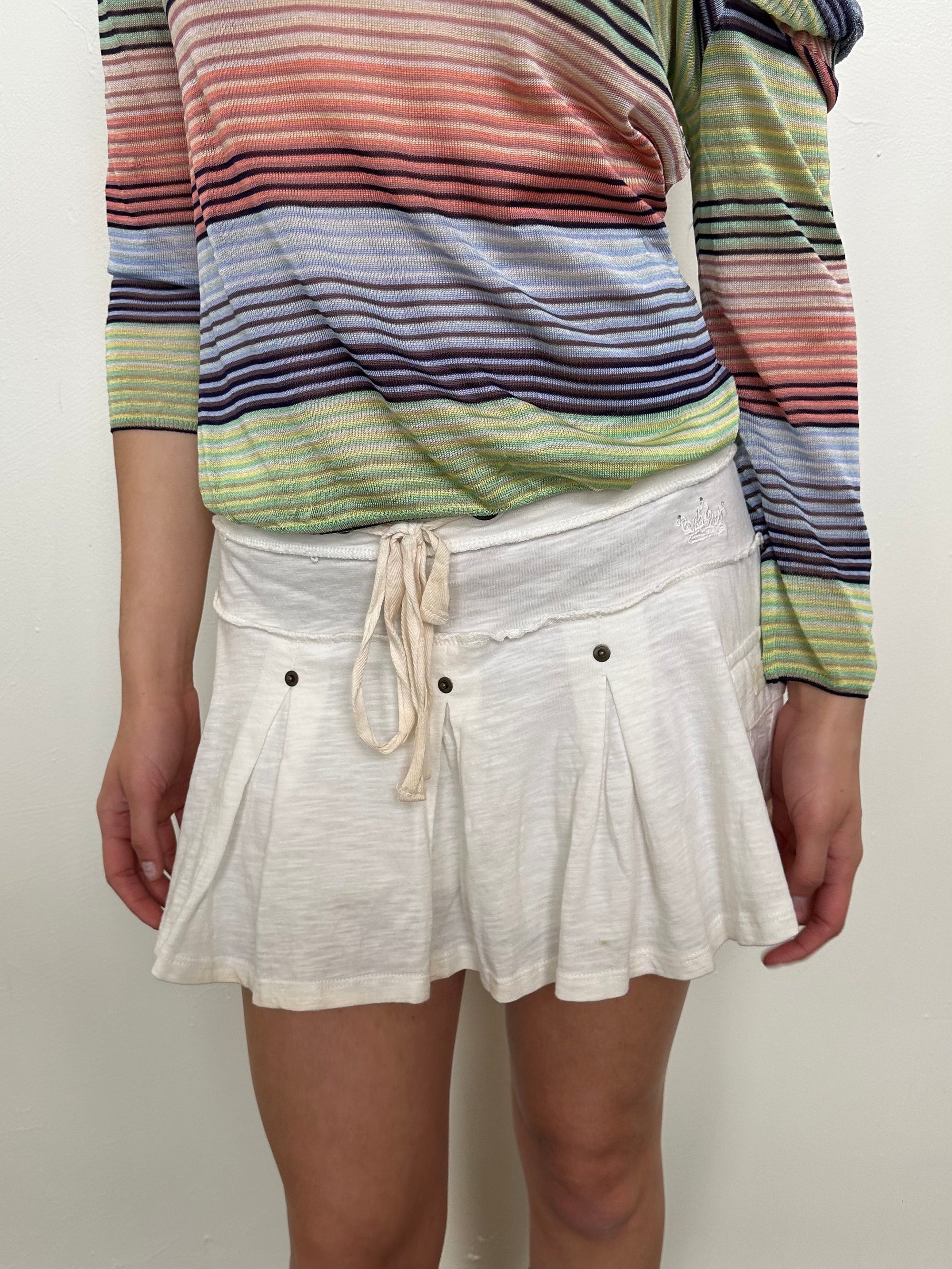 White Jersey Mini Skirt - Size XS