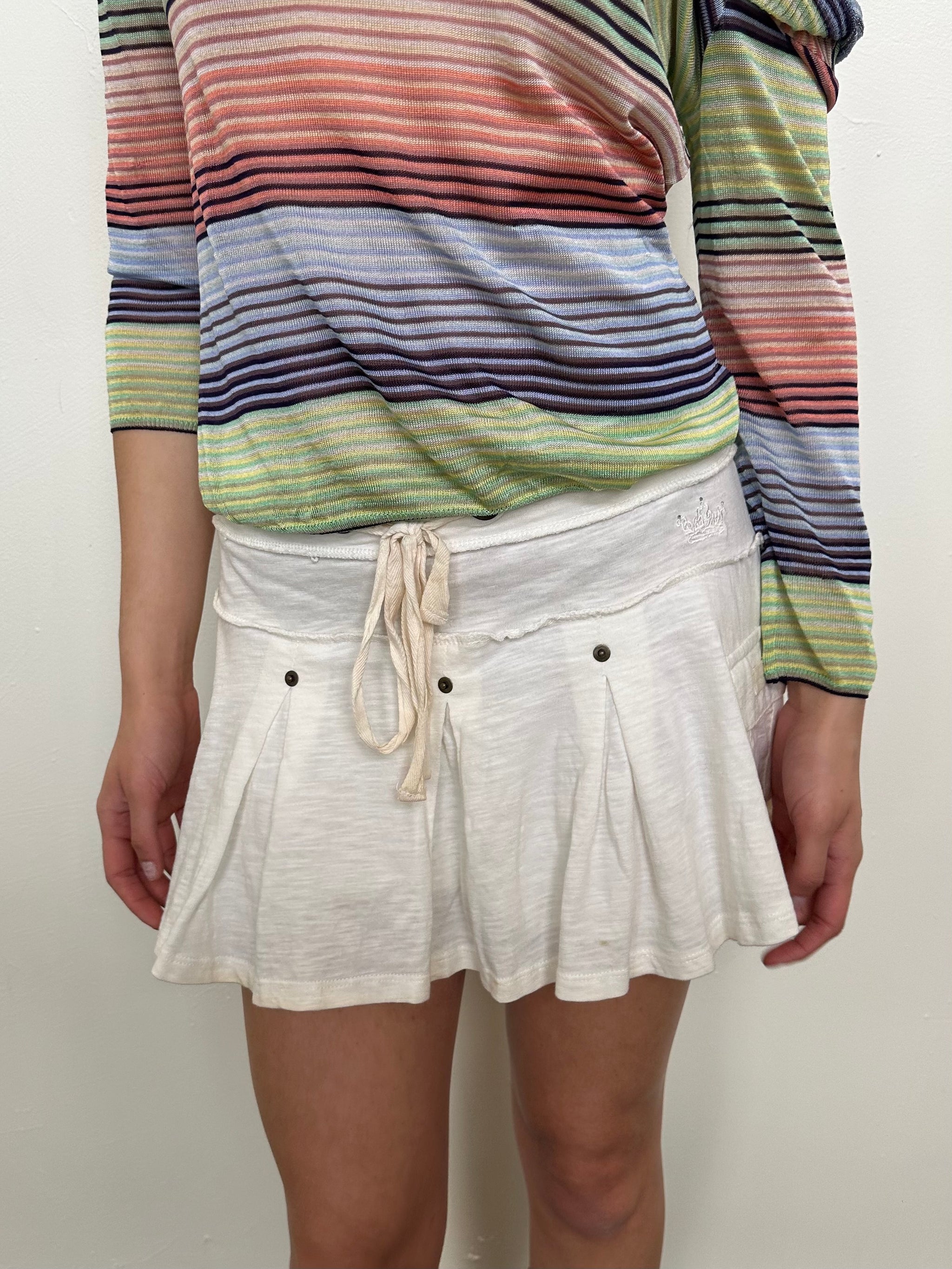 White Jersey Mini Skirt - Size XS