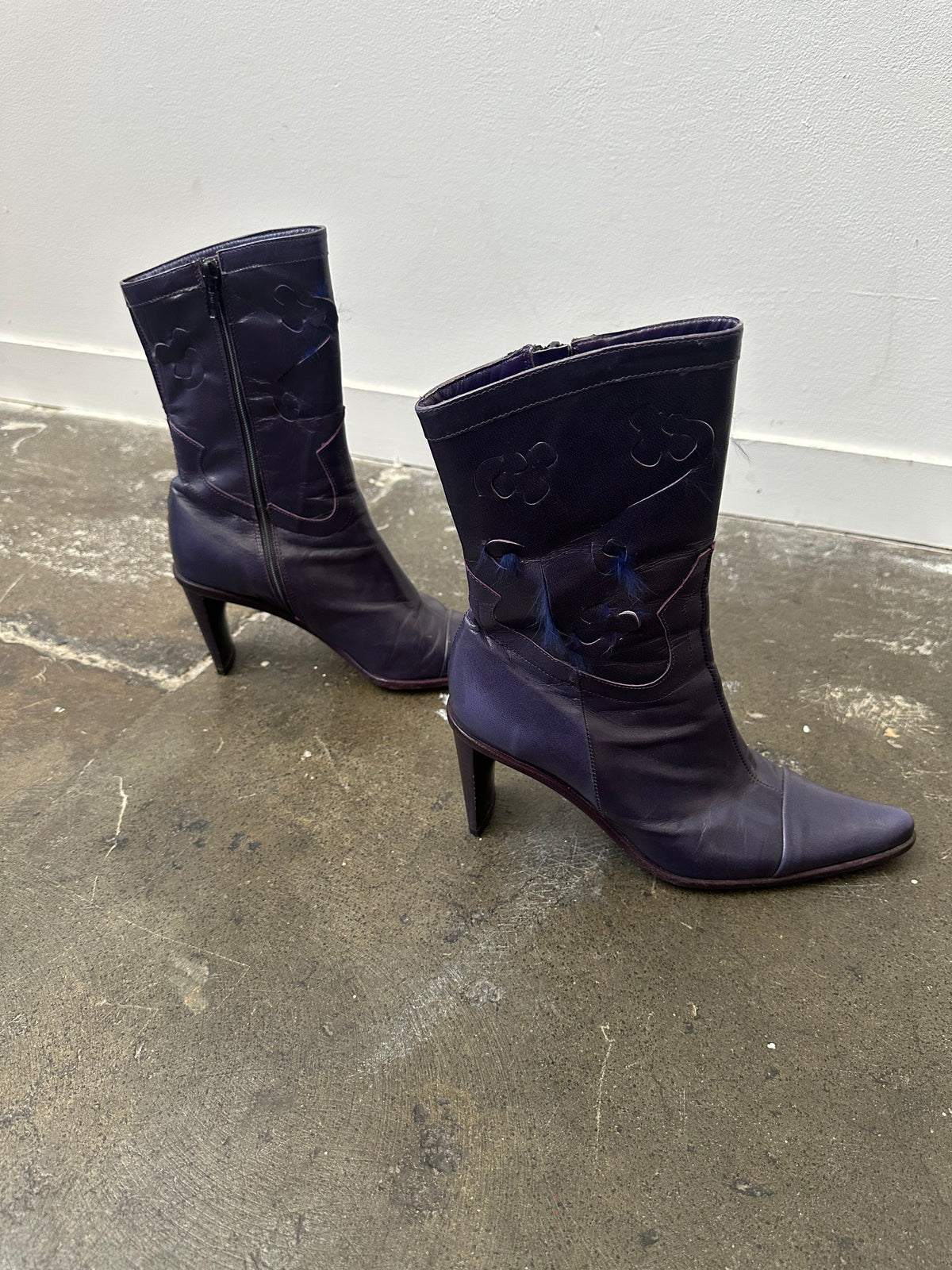 Deep Purple Faux Fur Lined Boots - Size 8