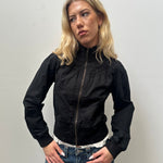 Black Balloon Gathered Zip Up Jacket - Size M