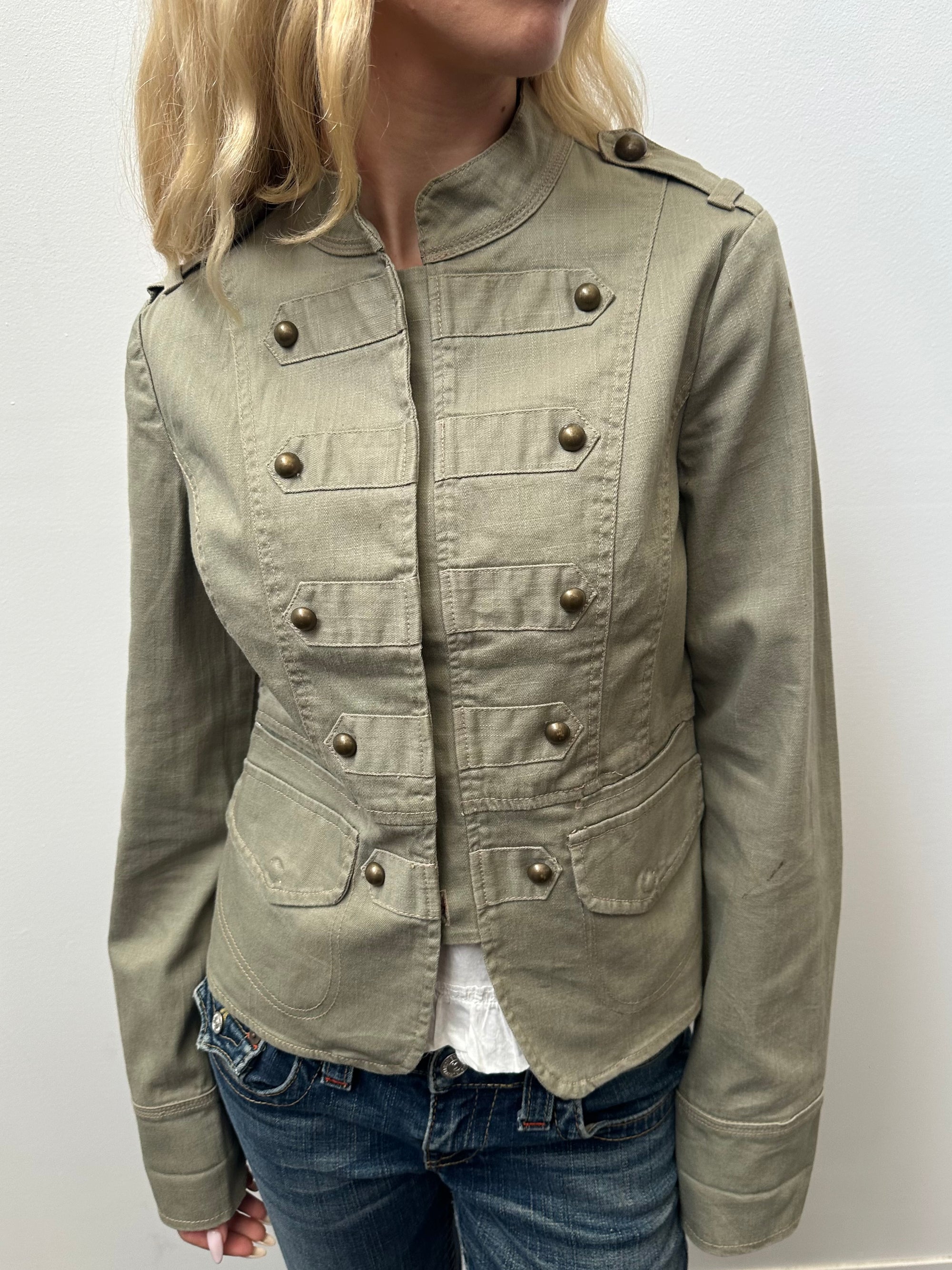 DKNY Light Khaki Napoleon Jacket - Size M