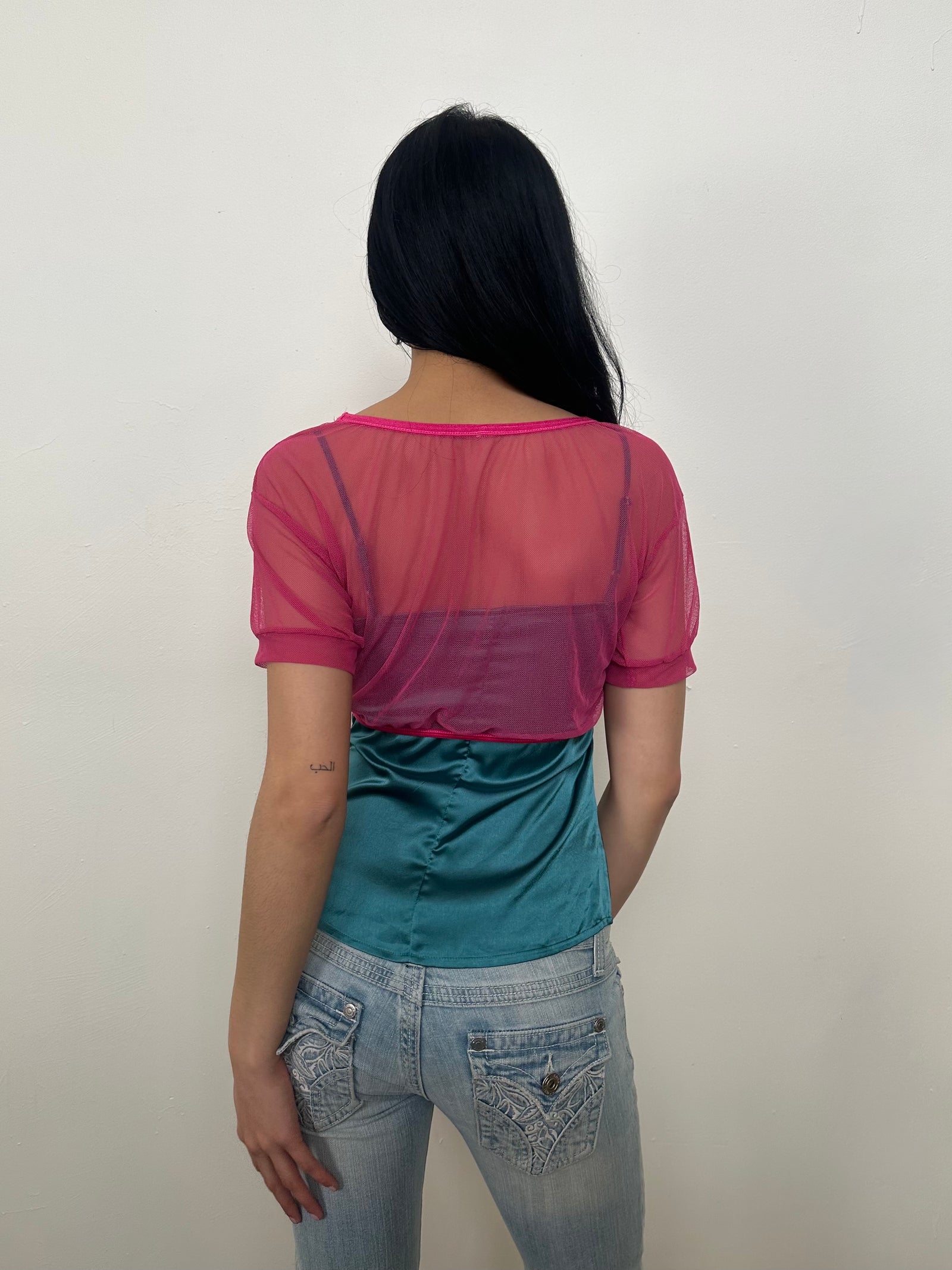 Hot Pink Netted Micro Crop - Size S