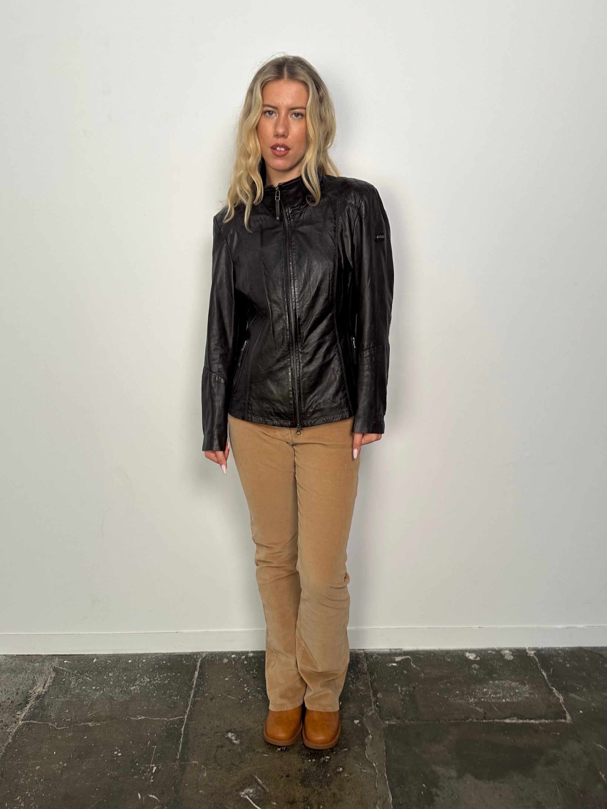 Dark Brown Leather Jacket - Size L
