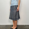 Grey Blue Contrast Stitch Pleated Midi Skirt - Size M