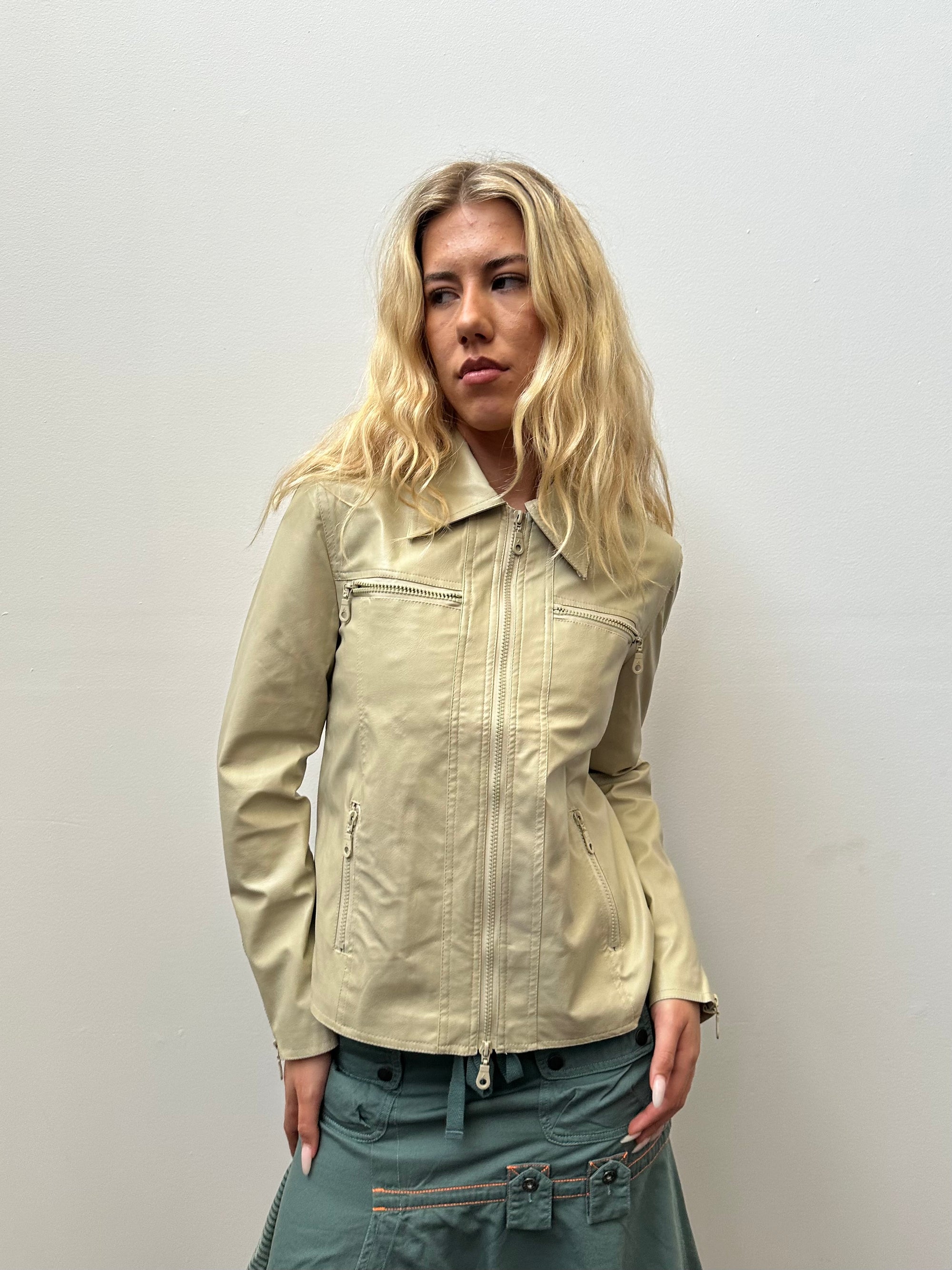 Cream PVC jacket - Size M