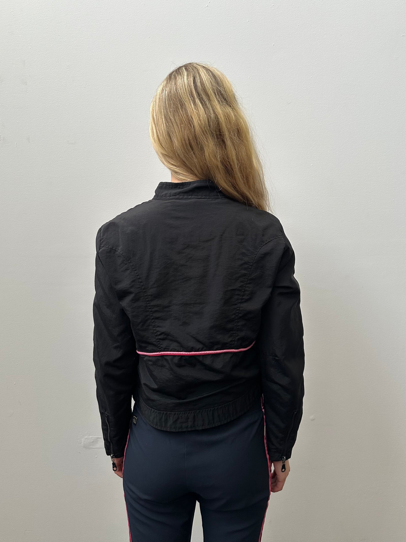Black & Pink Star Windbreaker Jacket - Size S