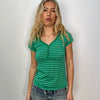Lacoste Green Stripe T-Shirt - Size S