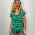 Lacoste Green Stripe T-Shirt - Size S