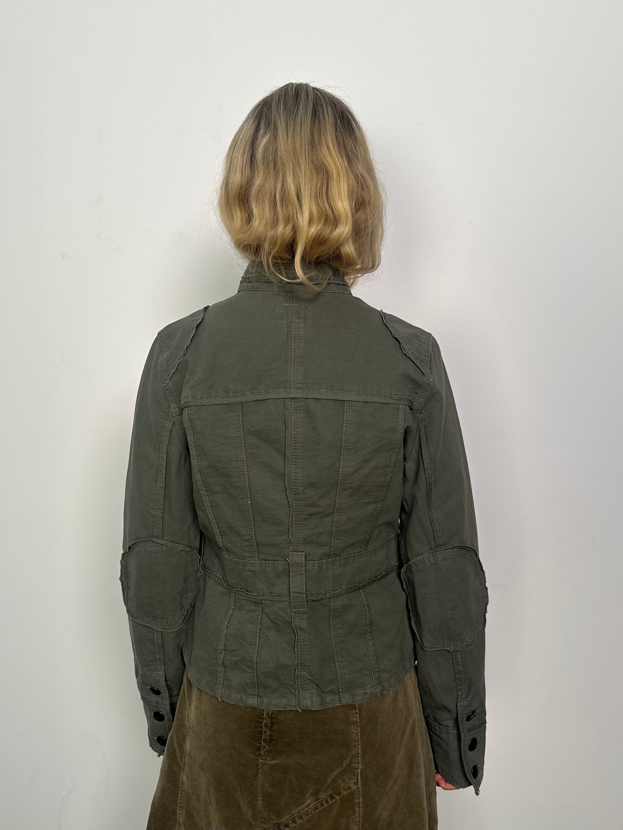 Khaki Military Style Jacket - Size M