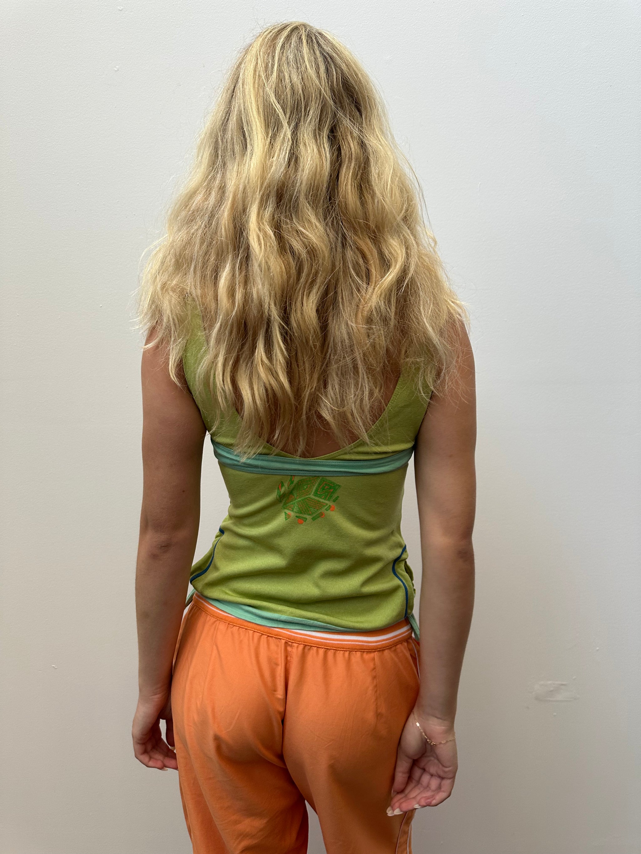 Lime Green Layered Tank Top - Size S
