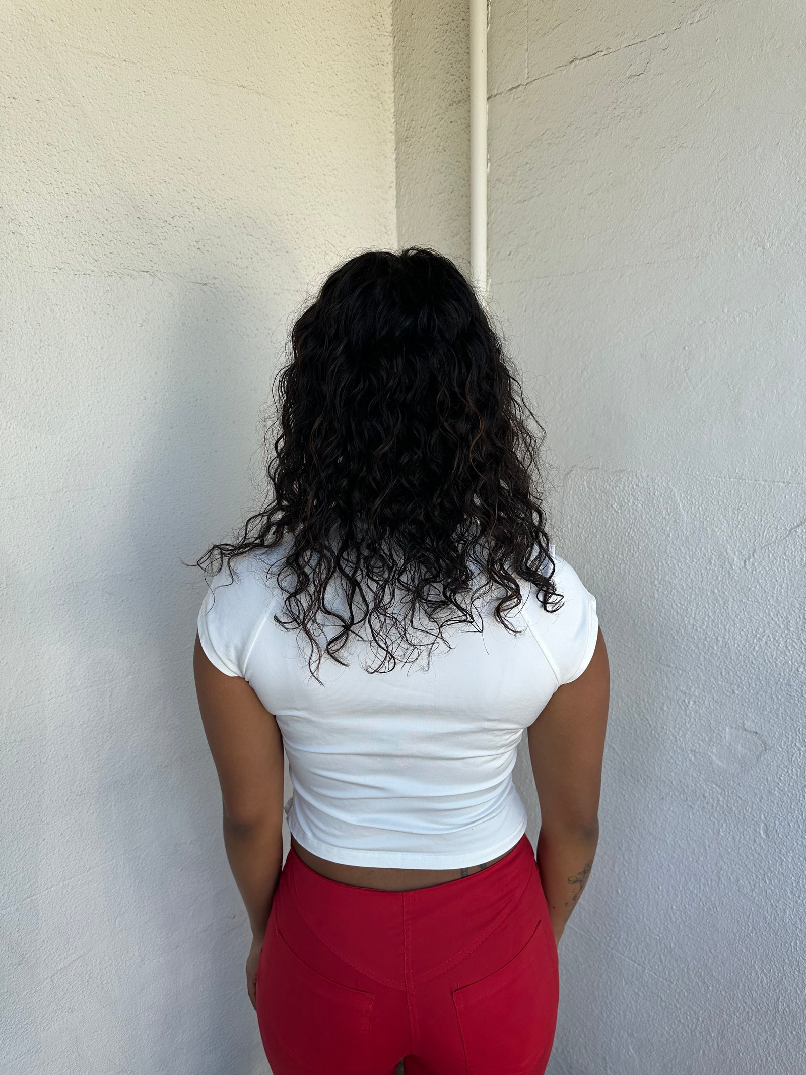 Sporty Y2K White & Green Zip T-Shirt - Size S