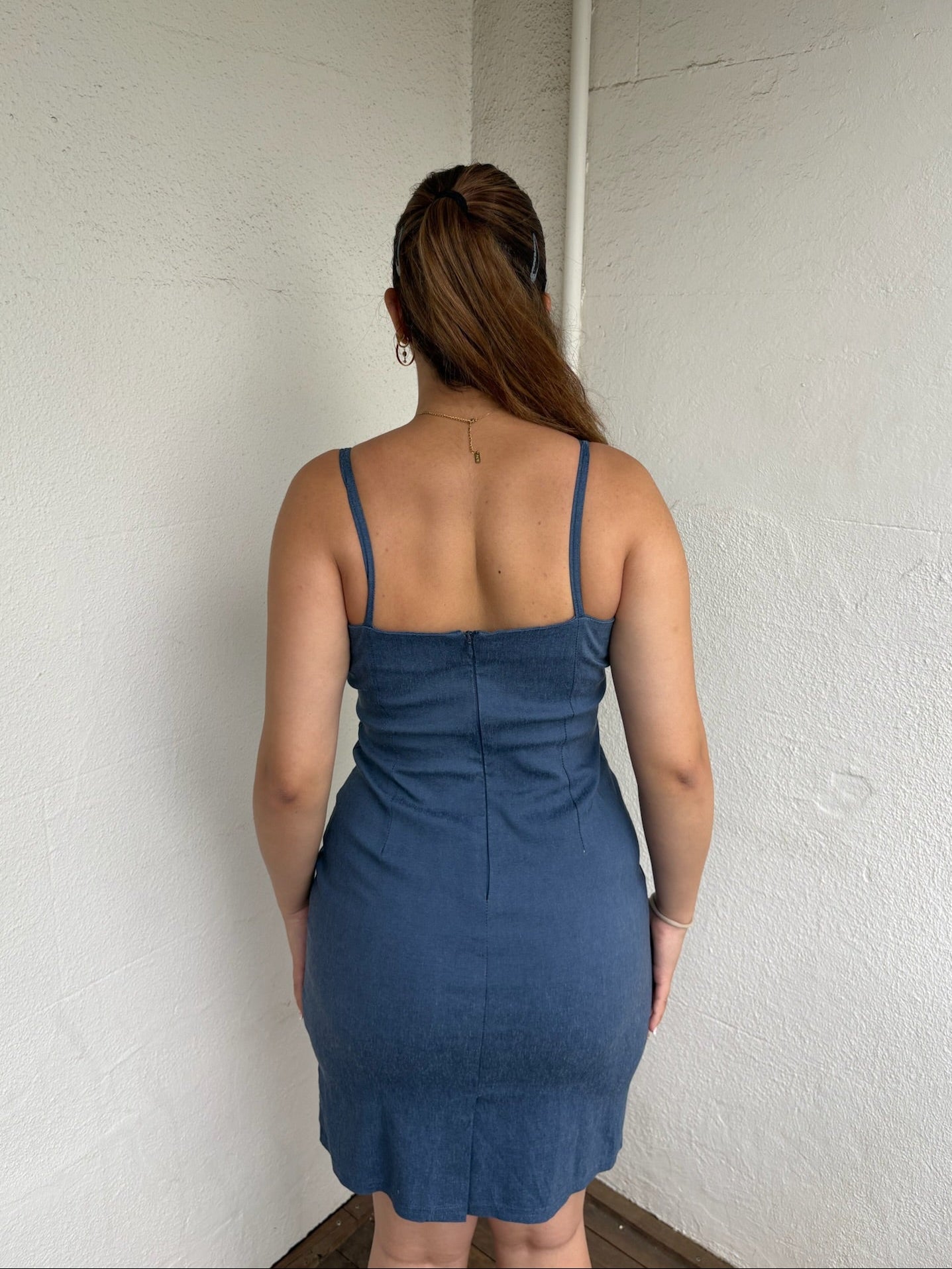 Y2K Blue Floral Body Con Mini Dress - Size M