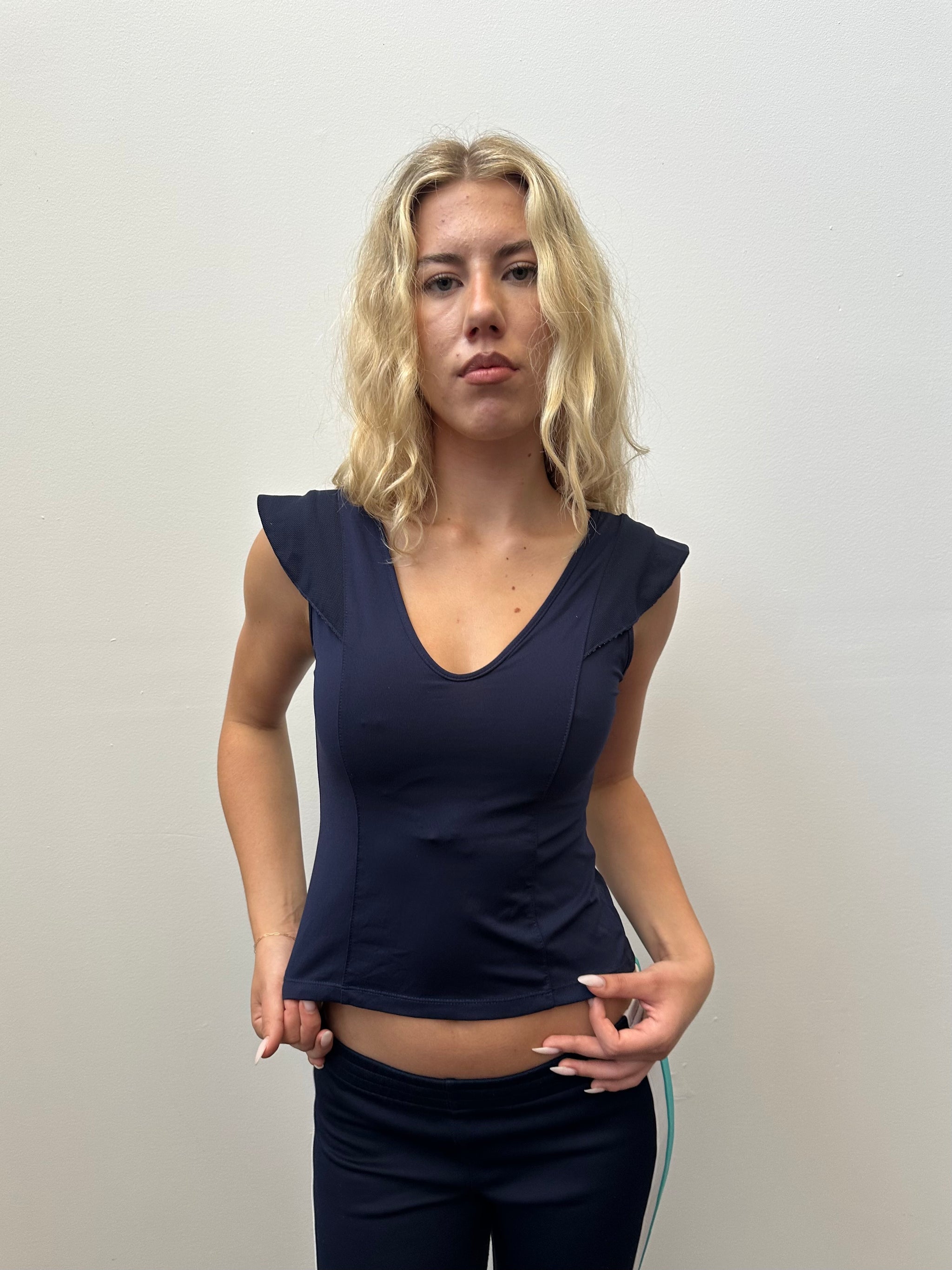 Navy Cap Sleeve Sport T-Shirt - Size S