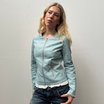 Baby Blue Pleather Jacket- Size S