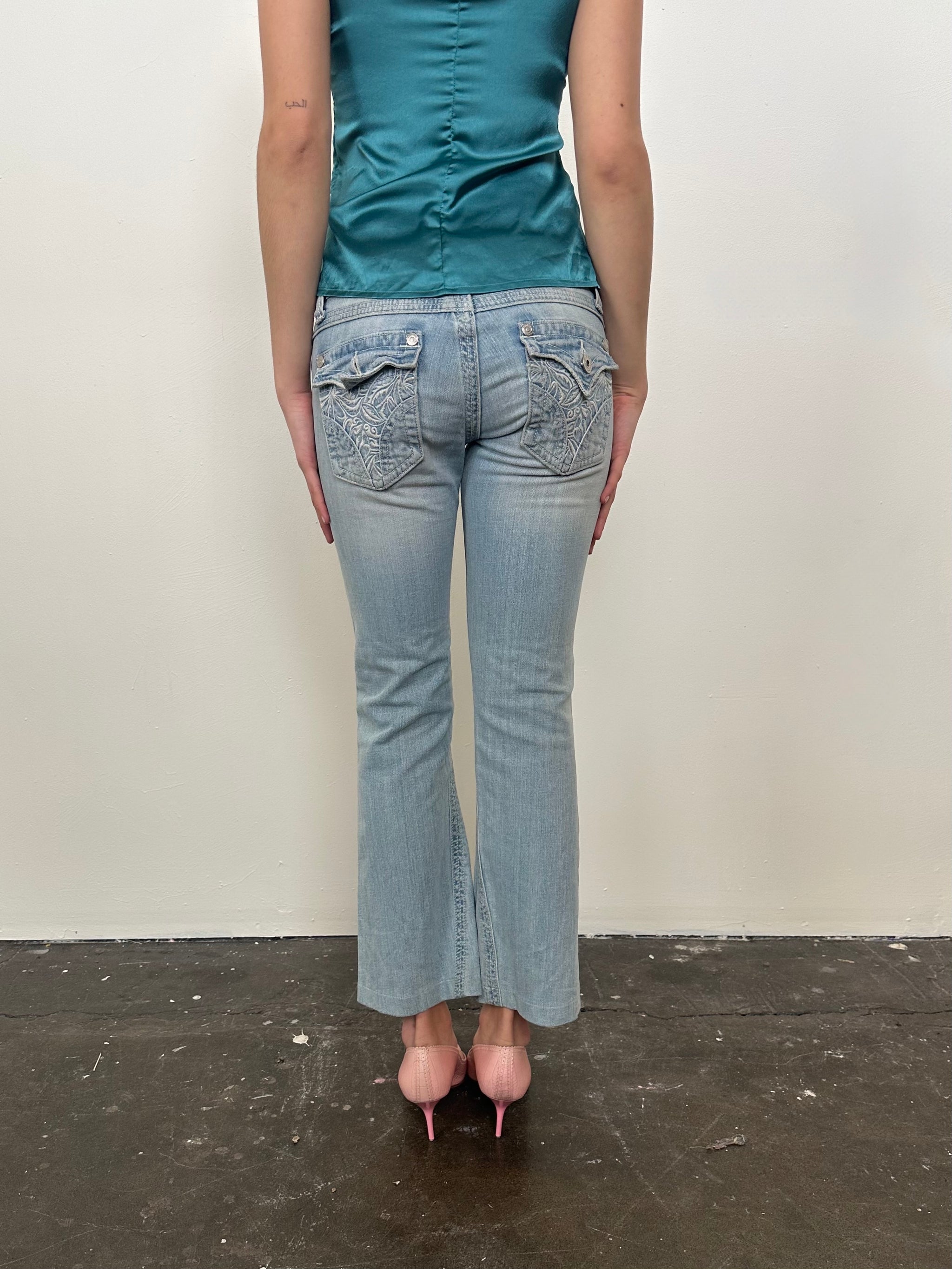 Light Denim Low-rise Bootcut Jeans - Size XS