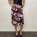 Purple Abstract Swirl Pattern Midi Skirt - Size XS