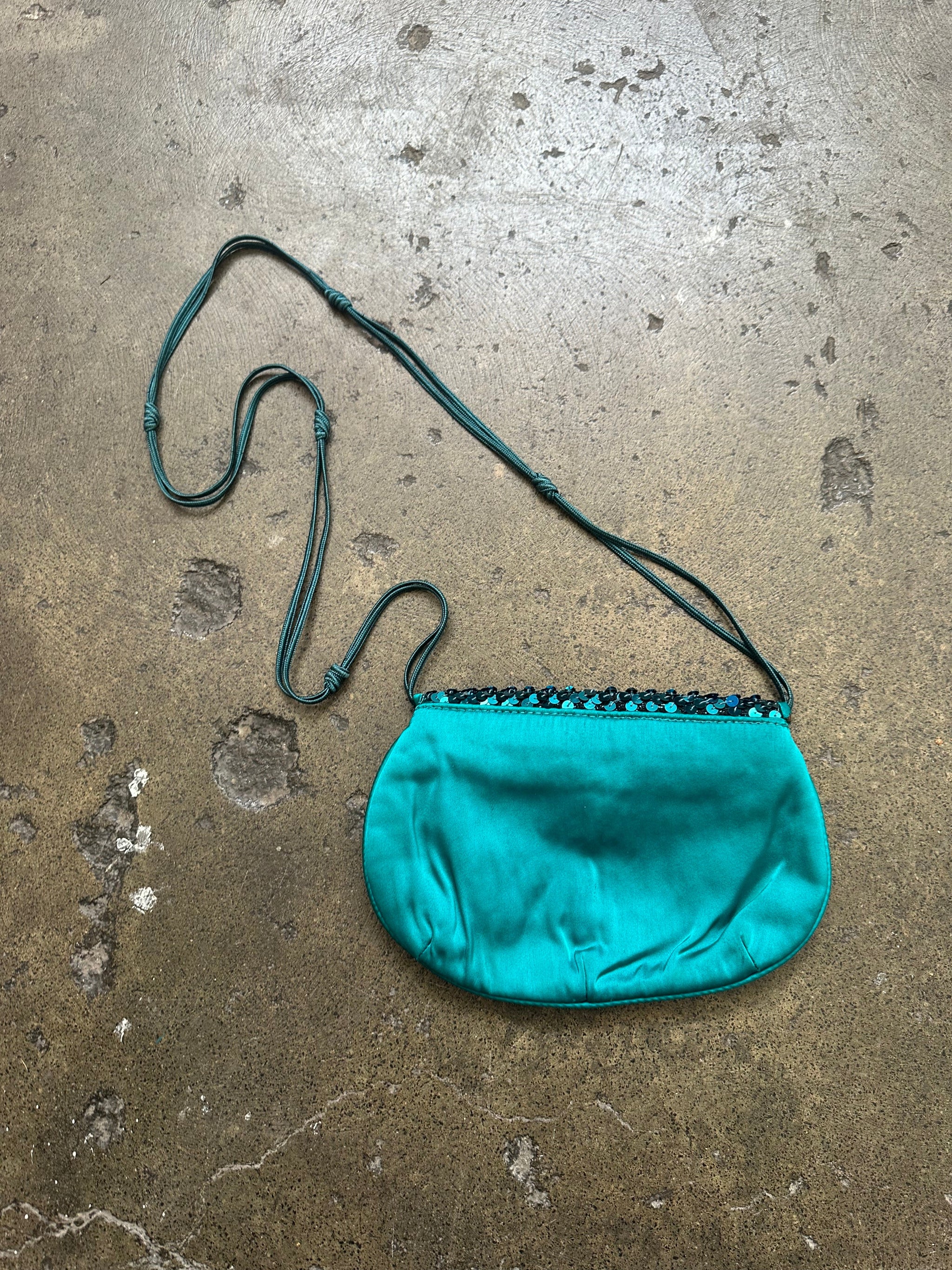 Teal Sequin Clutch Bag