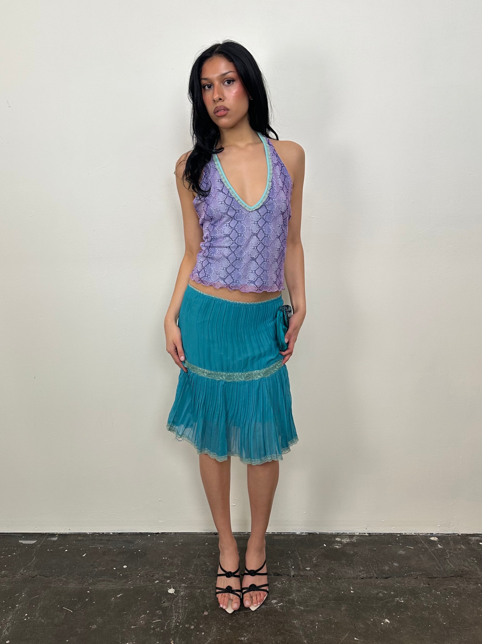 Teal Tiered Midi Skirt - Size M
