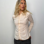Cream Ruffle Detail Shirt - Size S