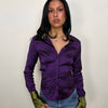 Deep Purple & Olive Green Satin Shirt - Size S