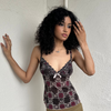 Black Mesh Ornate Pattern Cami - Size XS