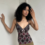 Black Mesh Ornate Pattern Cami - Size XS